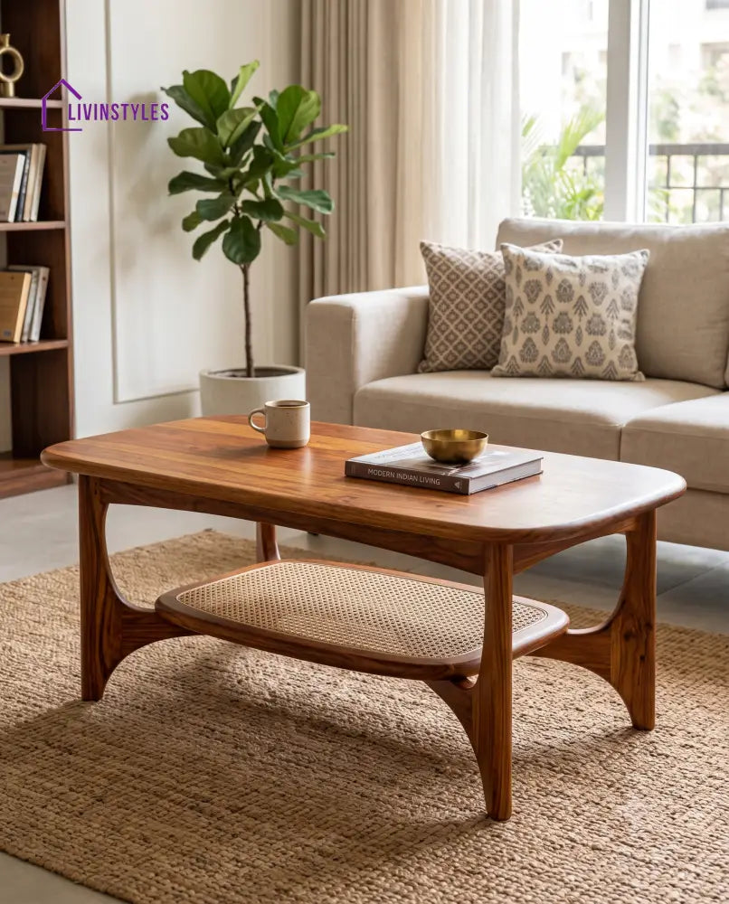 Delphine Wooden Coffee Table for Living Room | Tea Table | Teapoy | Center table