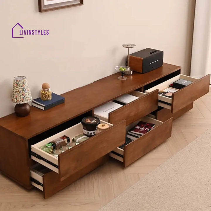 Delyse Wooden Finish Tv Unit Stand for Living Room