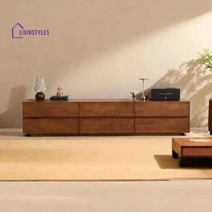 Delyse Wooden Finish Tv Unit Stand for Living Room