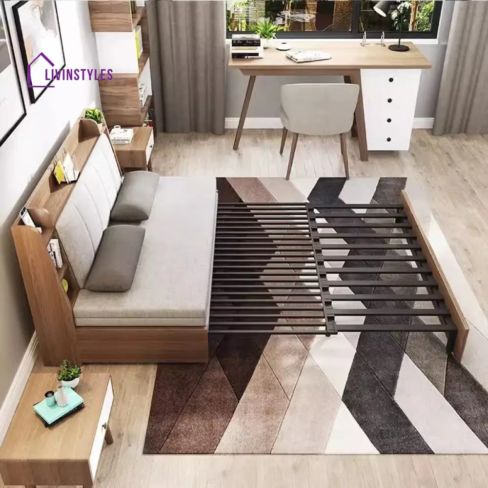 Convertible Sofa Bed with Backrest Storage Rack SOFA BED