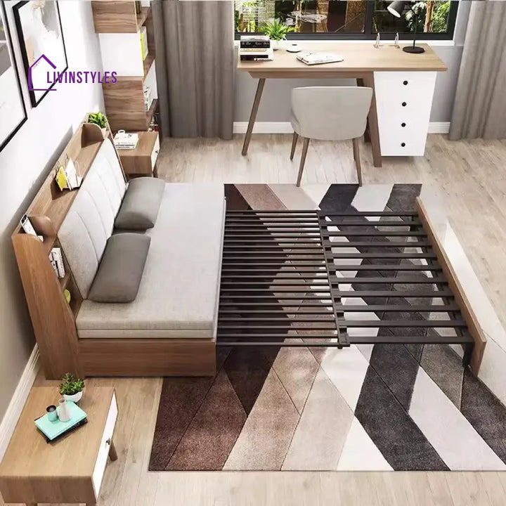 Convertible Sofa Bed with Backrest Storage Rack SOFA BED
