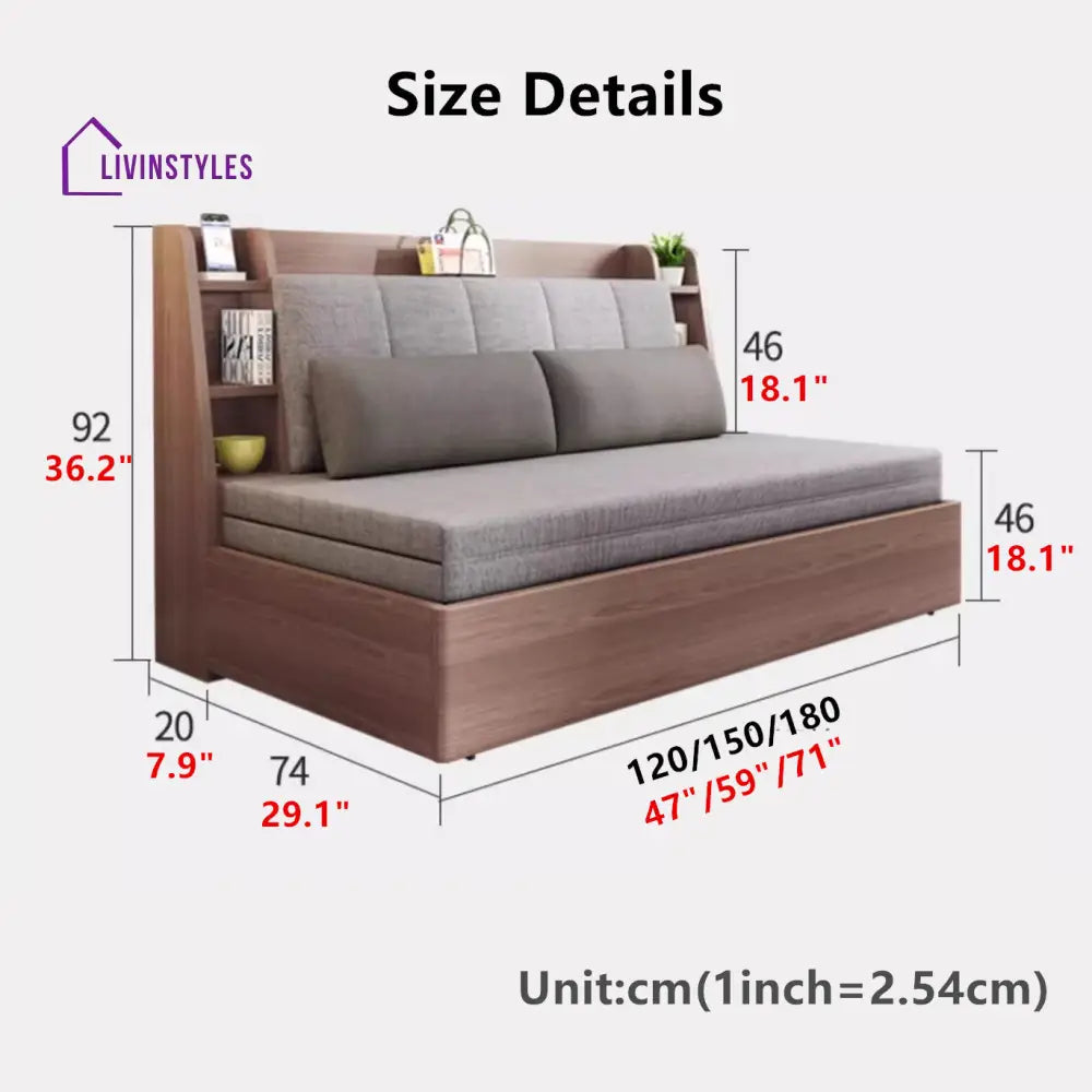 Convertible Sofa Bed with Backrest Storage Rack 1.5M/59INCH SOFA BED