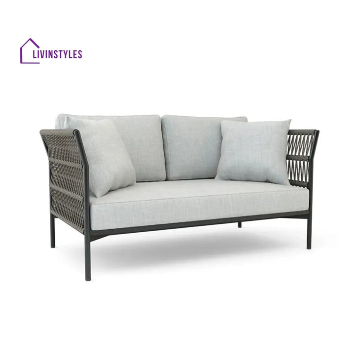 Denali Outdoor Rope 7-Seater Sofa Set With Glass Top Table - Sofa Set