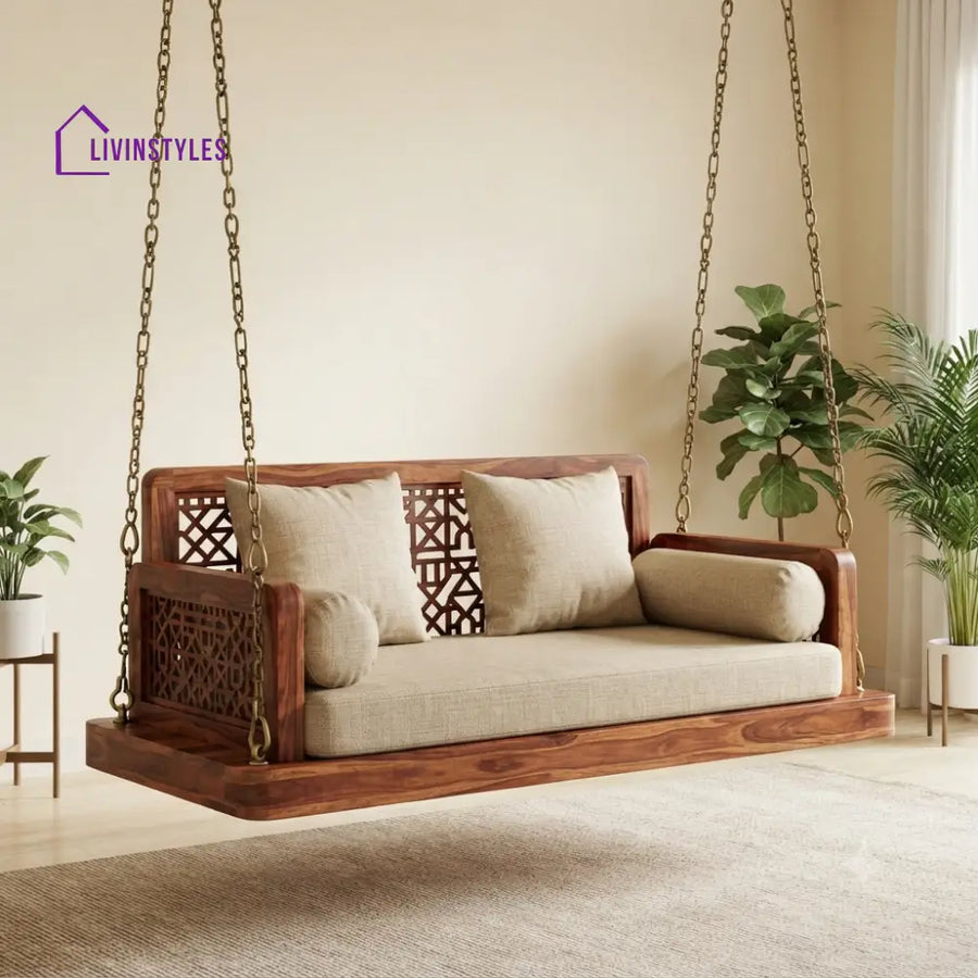 Denis 2 Seater Wooden Swing for Home | Wooden Jhula for home
