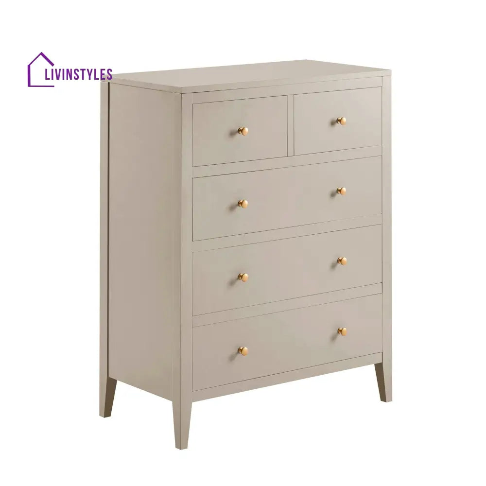 Denis 5 Drawer Chest - Taupe Chest of Drawers