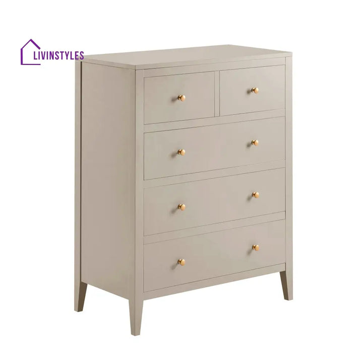 Denis 5 Drawer Chest - Taupe Chest of Drawers