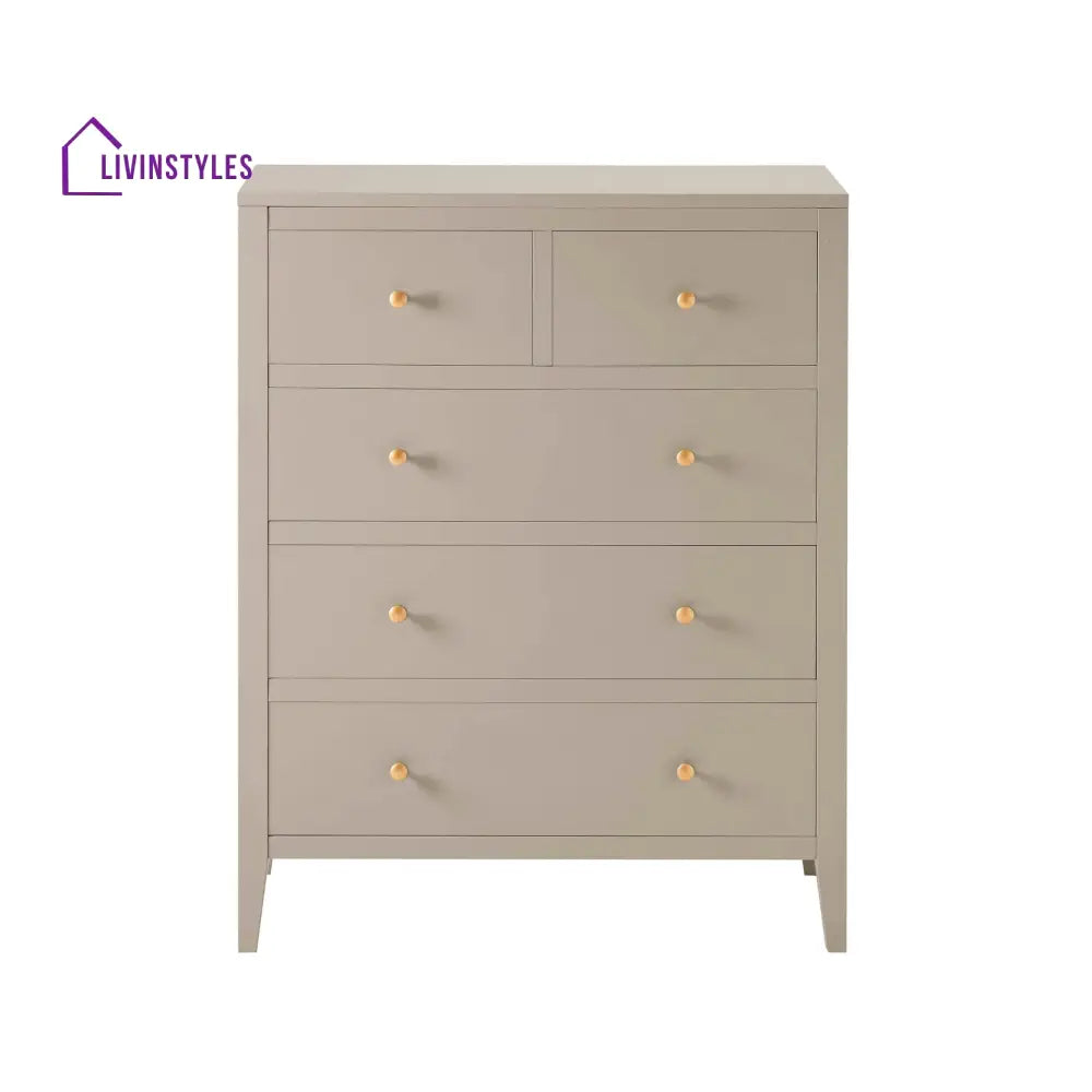 Denis 5 Drawer Chest - Taupe Chest of Drawers