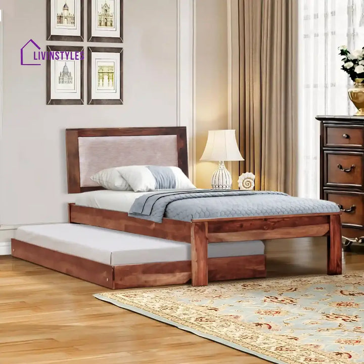 Mukund Sheesham Wood Single To Double Bed Natural Bedroom Furniture Sets