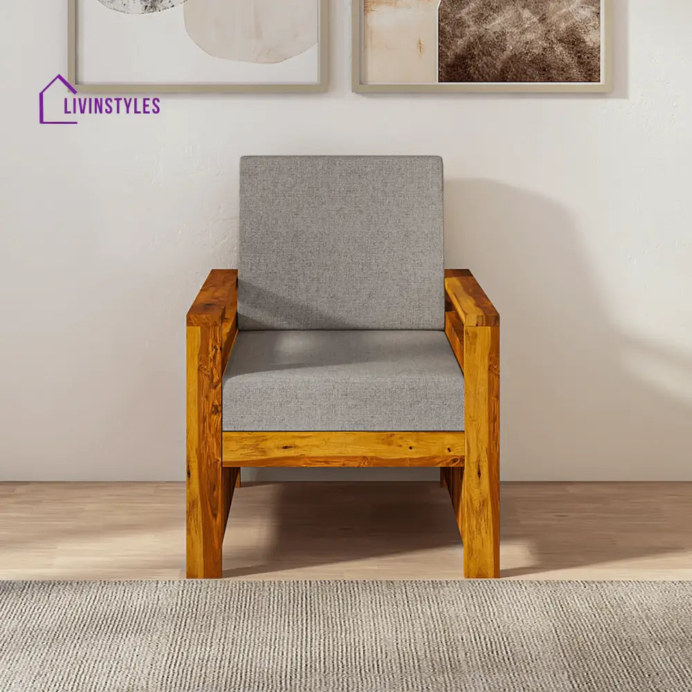 Denis Sheesham Wood Sofa Light Honey 1 Seater