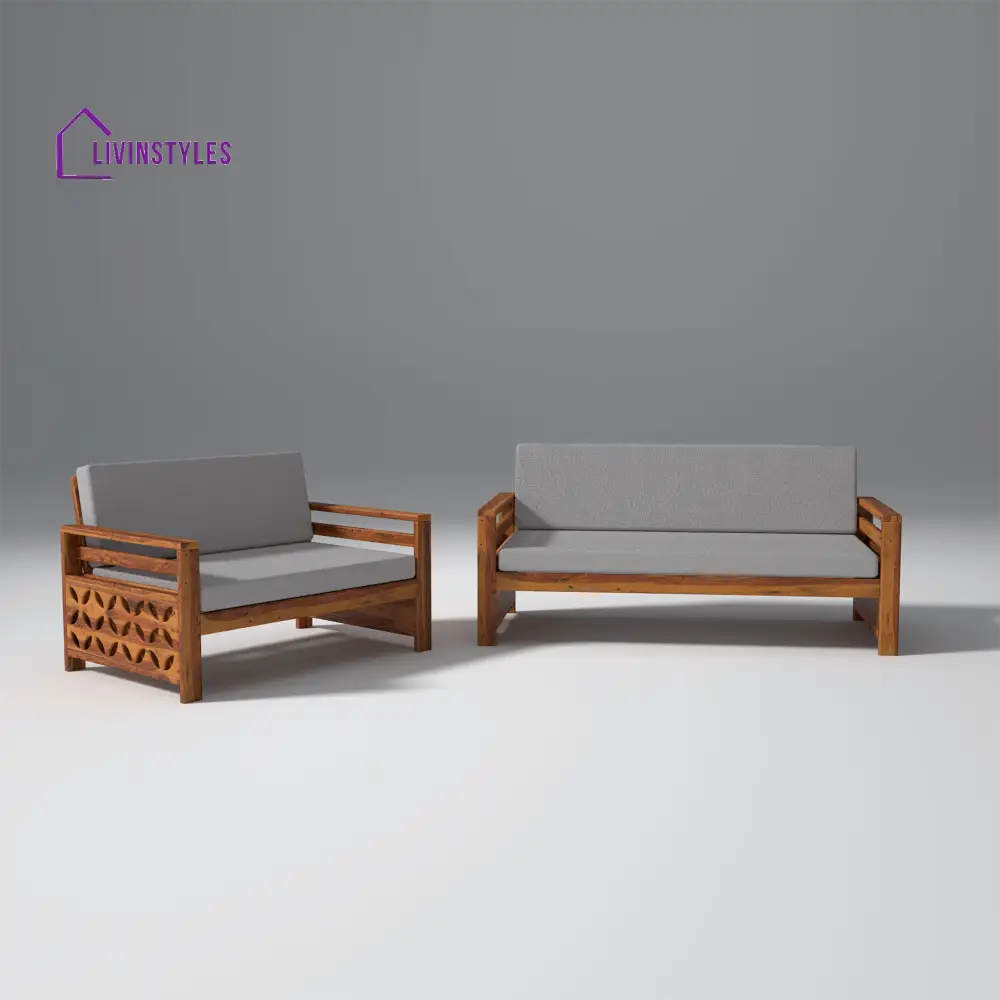 Denis Sheesham Wood Sofa Light Honey 3 + 2 Seater