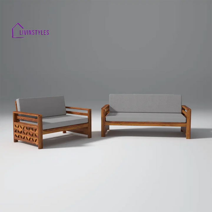 Denis Sheesham Wood Sofa Light Honey 3 + 2 Seater