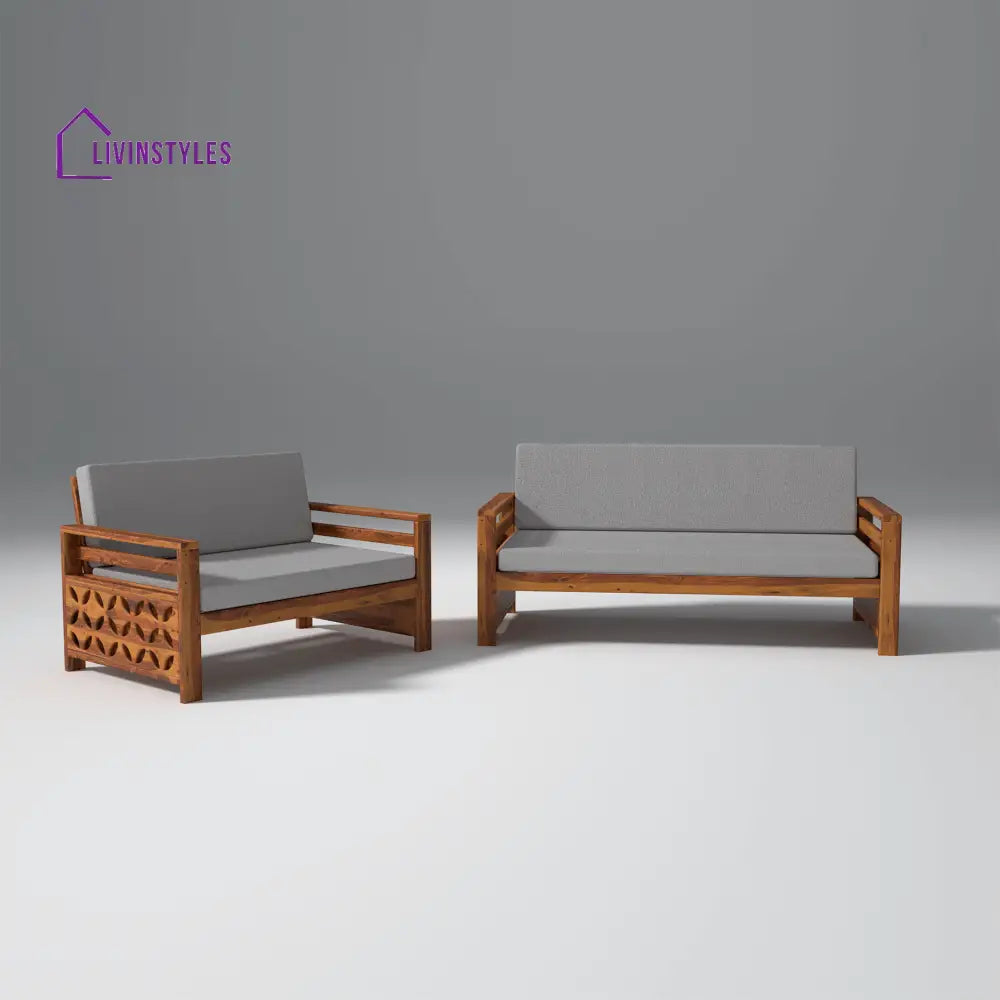 Denis Sheesham Wood Sofa Light Honey 3 + 2 Seater