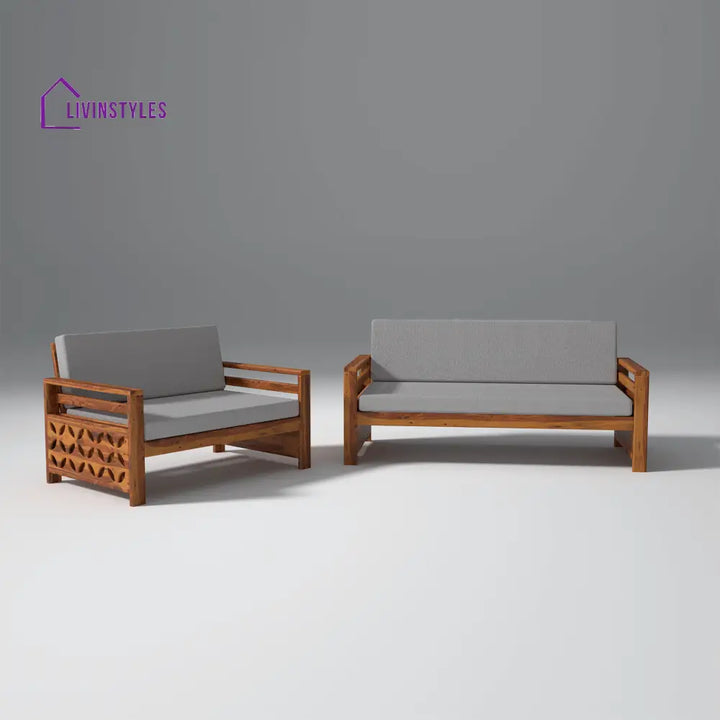 Denis Sheesham Wood Sofa Light Honey 3 + 2 Seater