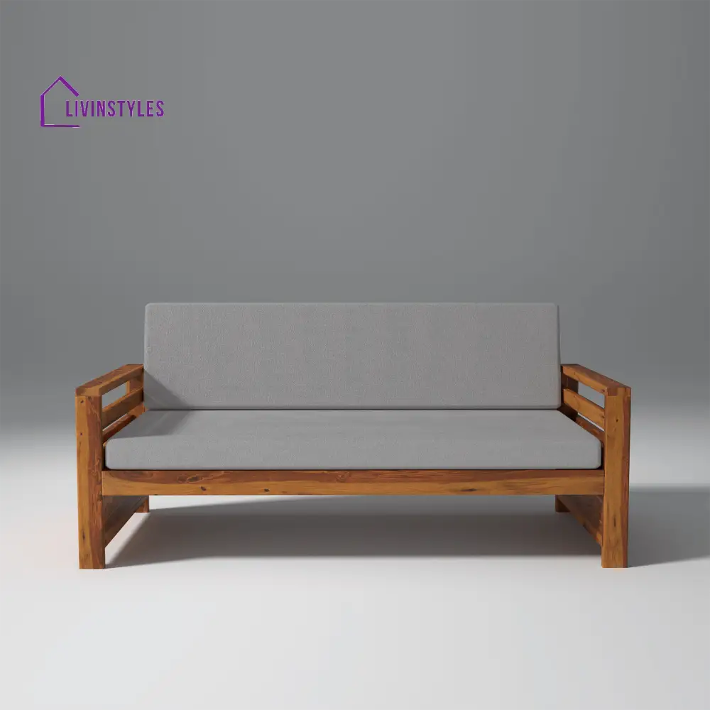 Denis Sheesham Wood Sofa Light Honey 3 Seater