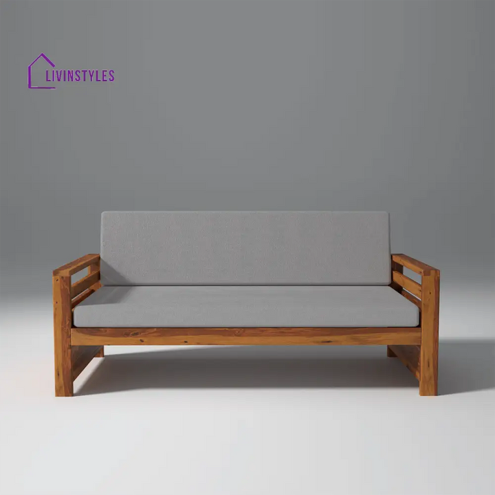 Denis Sheesham Wood Sofa Light Honey 3 Seater