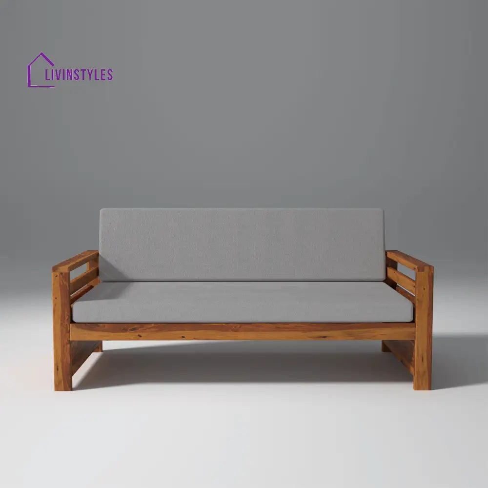 Denis Sheesham Wood Sofa Light Honey 3 Seater