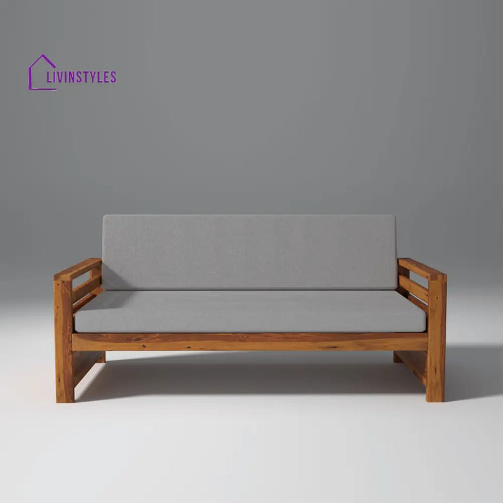 Denis Sheesham Wood Sofa Light Honey 3 Seater