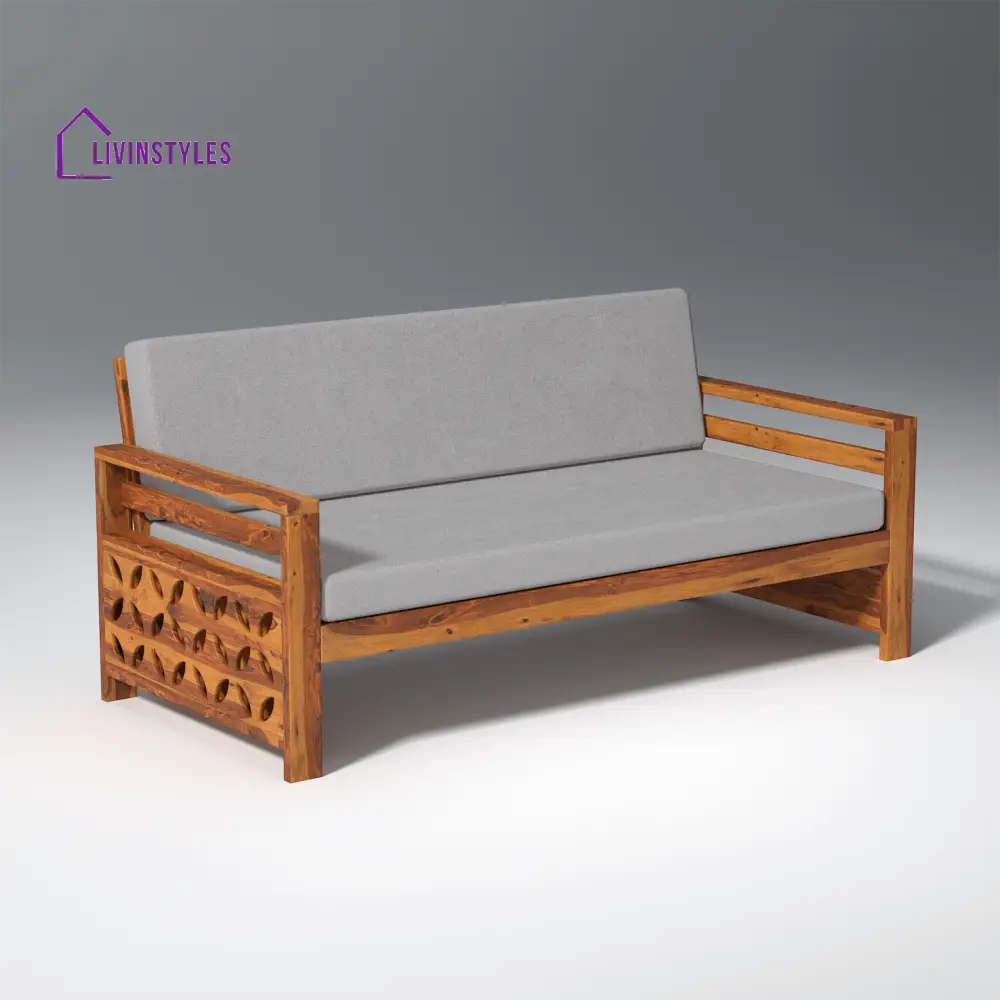 Denis Sheesham Wood Sofa Light Honey