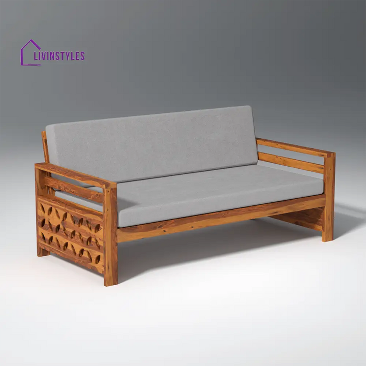 Denis Sheesham Wood Sofa Light Honey