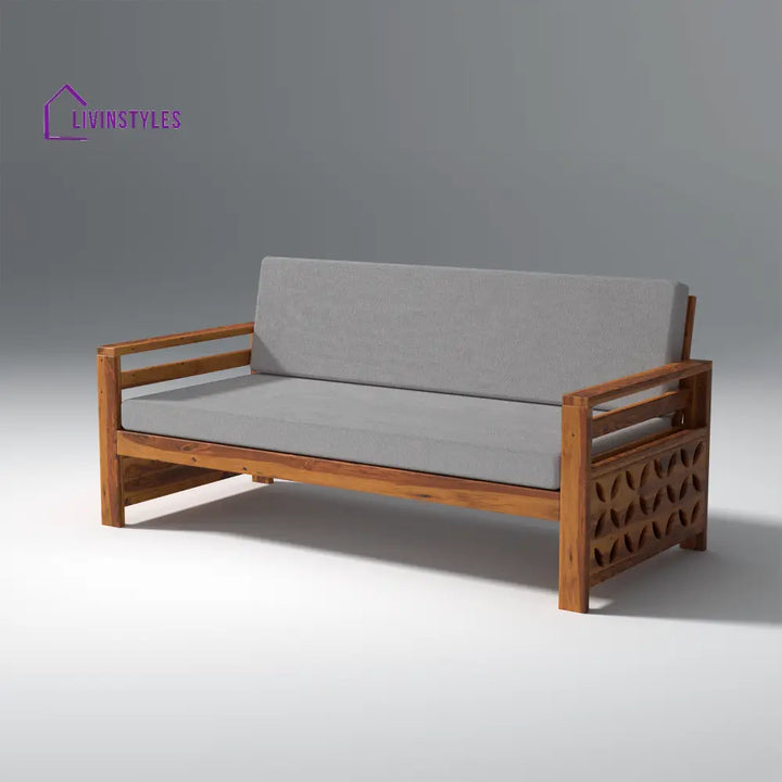 Denis Sheesham Wood Sofa Light Honey