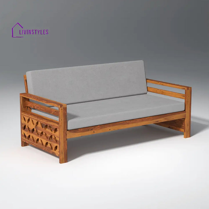 Denis Sheesham Wood Sofa Light Honey