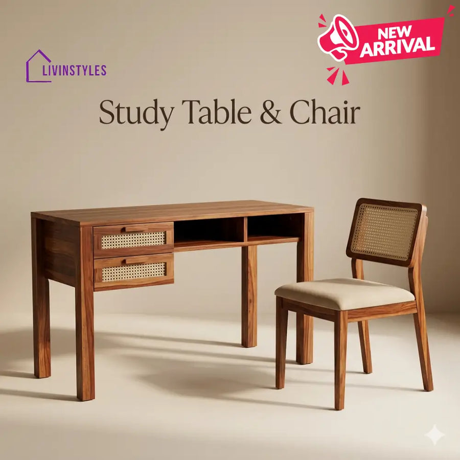 Denis Sheesham Wood Study Table and Chair Set for Students | Kids | Adults