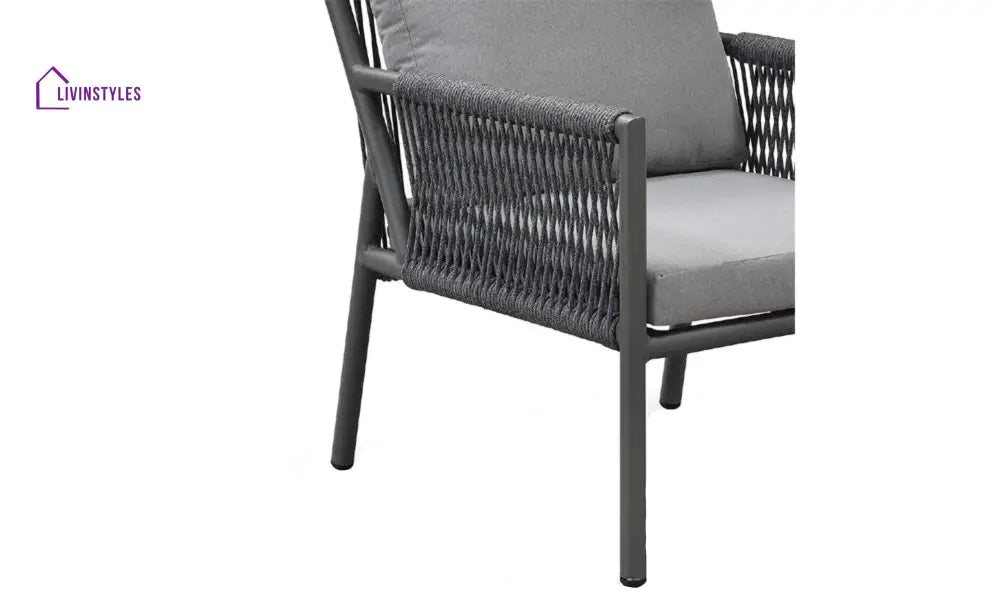 Deny Outdoor Sofa Set 2 Seater 2 Single seater and 1 Center Table Set (Grey) Braided & Rope - Sofa Sets