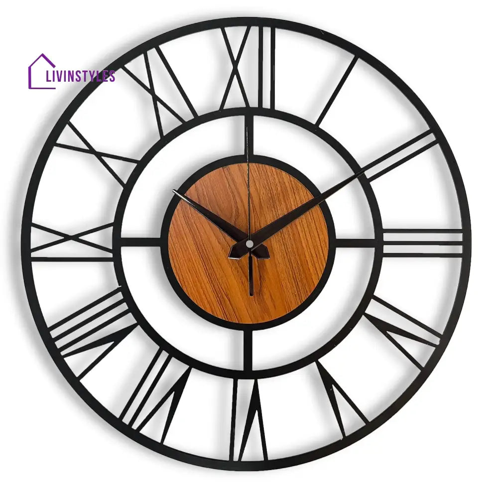 Designer Roman Metal/Wooden Wall clock