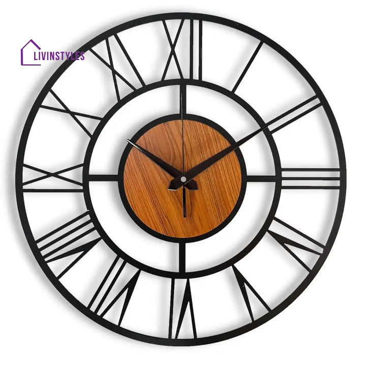 Designer Roman Metal/Wooden Wall clock