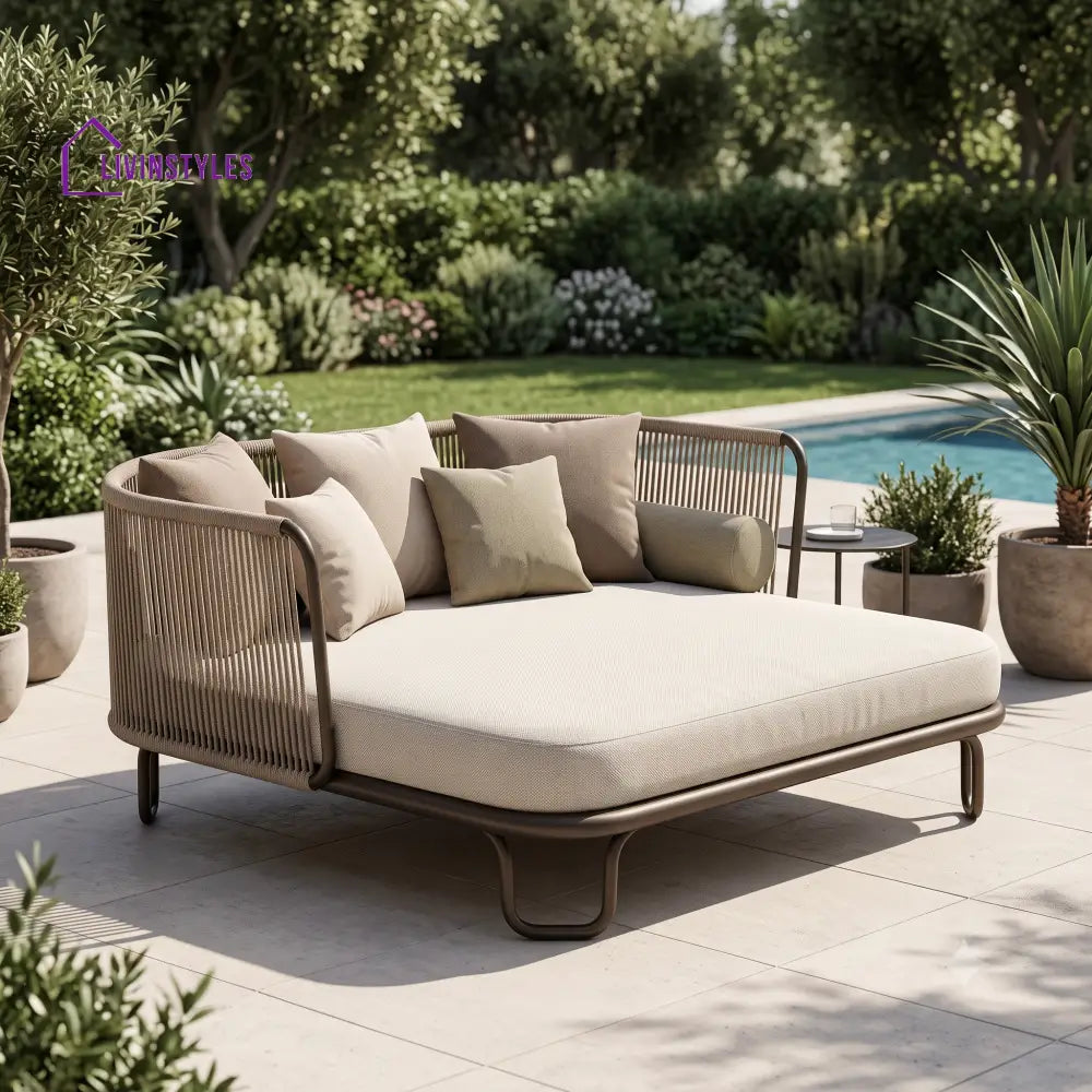 Desiree Premium Outdoor Day Bed in Metal Frame with Powder Coated & Rope