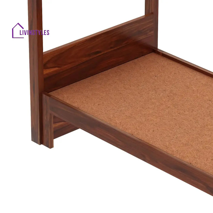 Desiree Solid Sheesham Wood Single Poster Bed Without Storage (Natural Finish) Bed