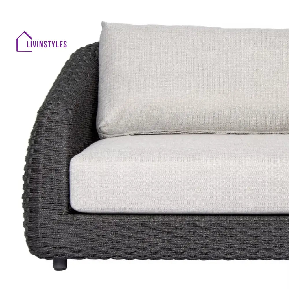 Deskoy Outdoor Garden Balcony Sofa Set 2 Seater 2 Single seater and 1 Center Table Set Braid & Rope (Black) - Sofa Sets