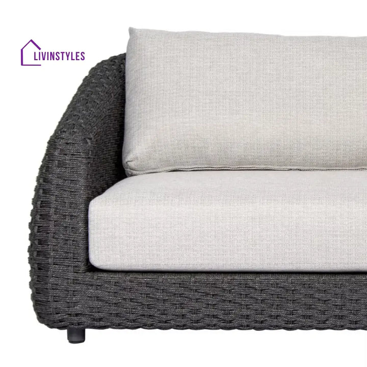 Deskoy Outdoor Garden Balcony Sofa Set 2 Seater 2 Single seater and 1 Center Table Set Braid & Rope (Black) - Sofa Sets