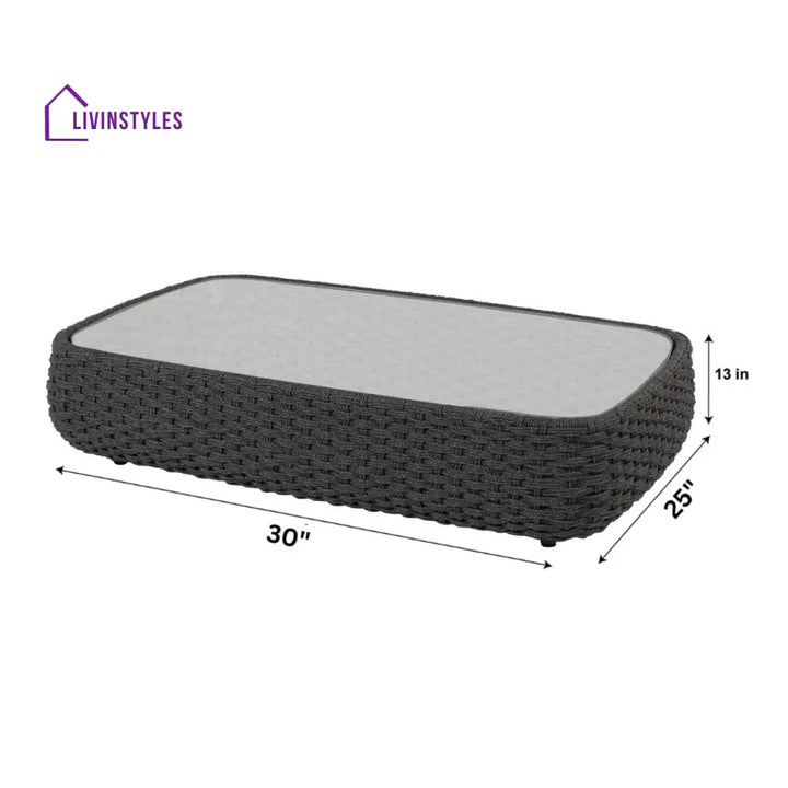 Deskoy Outdoor Garden Balcony Sofa Set 2 Seater 2 Single seater and 1 Center Table Set Braid & Rope (Black) - Sofa Sets