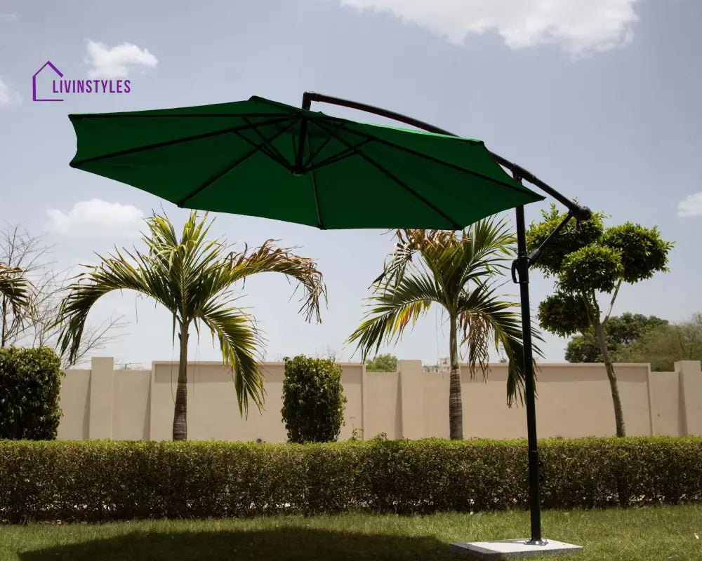 Destin Luxury Side Pole Garden Umbrella With Stand (Round Green) Umbrella