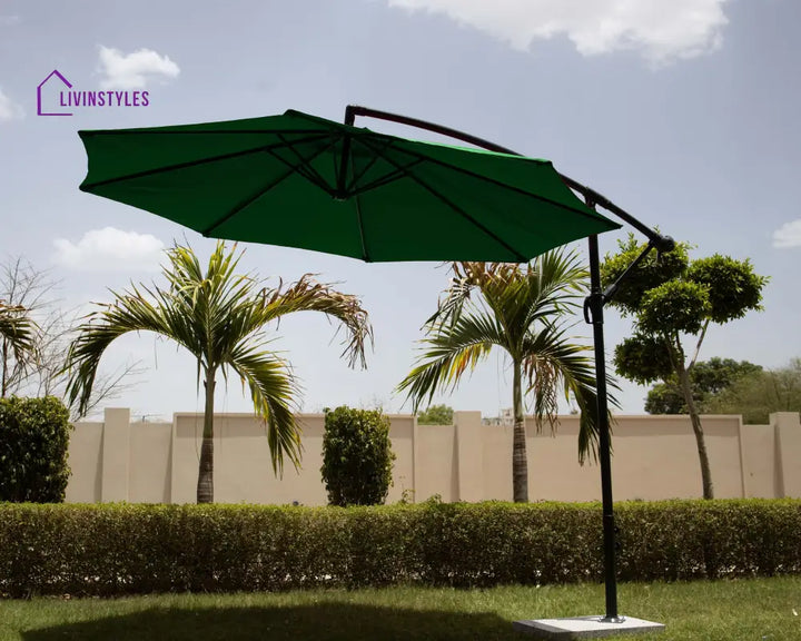Destin Luxury Side Pole Garden Umbrella With Stand (Round Green) Umbrella