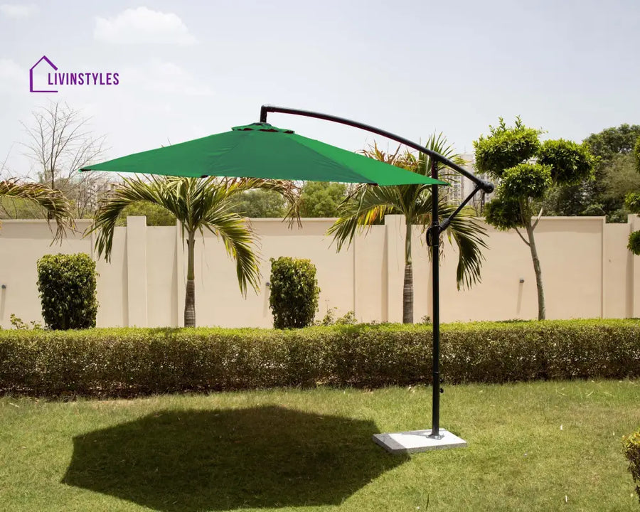 Destin Luxury Side Pole Garden Umbrella With Stand (Round Green) Umbrella