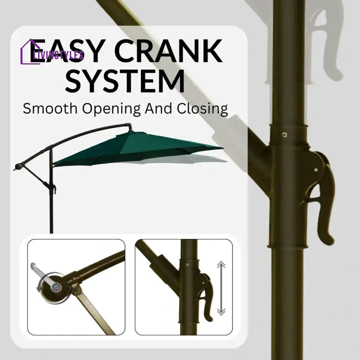 Destin Luxury Side Pole Garden Umbrella With Stand (Round Green) - Umbrella
