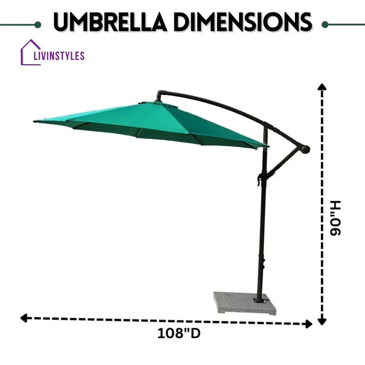 Destin Luxury Side Pole Garden Umbrella With Stand (Round Green) - Umbrella