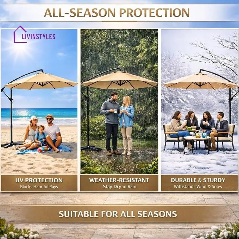 Destin Luxury Side Pole Umbrella Round Beige Granite Base