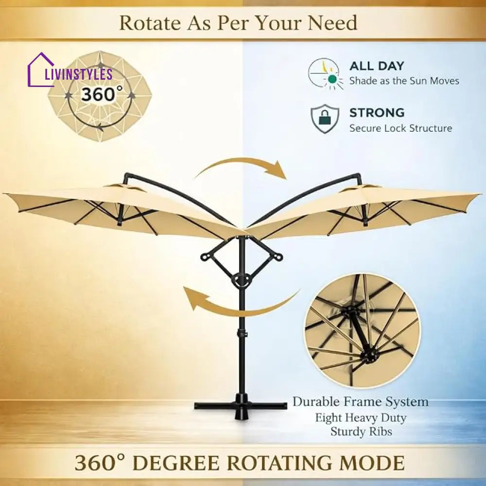 Destin Luxury Side Pole Umbrella Round Beige Granite Base