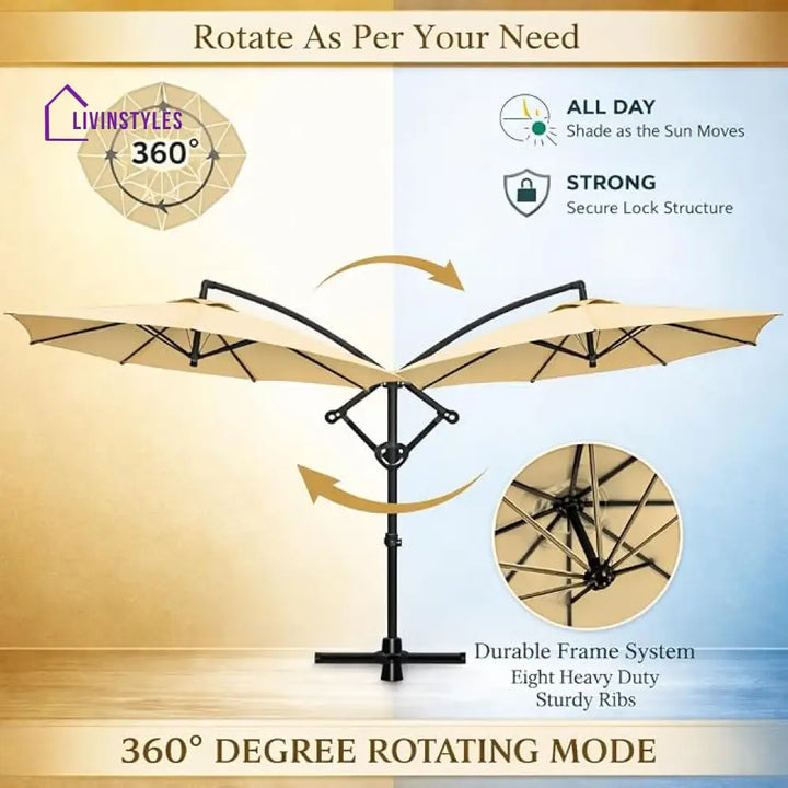 Destin Luxury Side Pole Umbrella Round Beige Granite Base