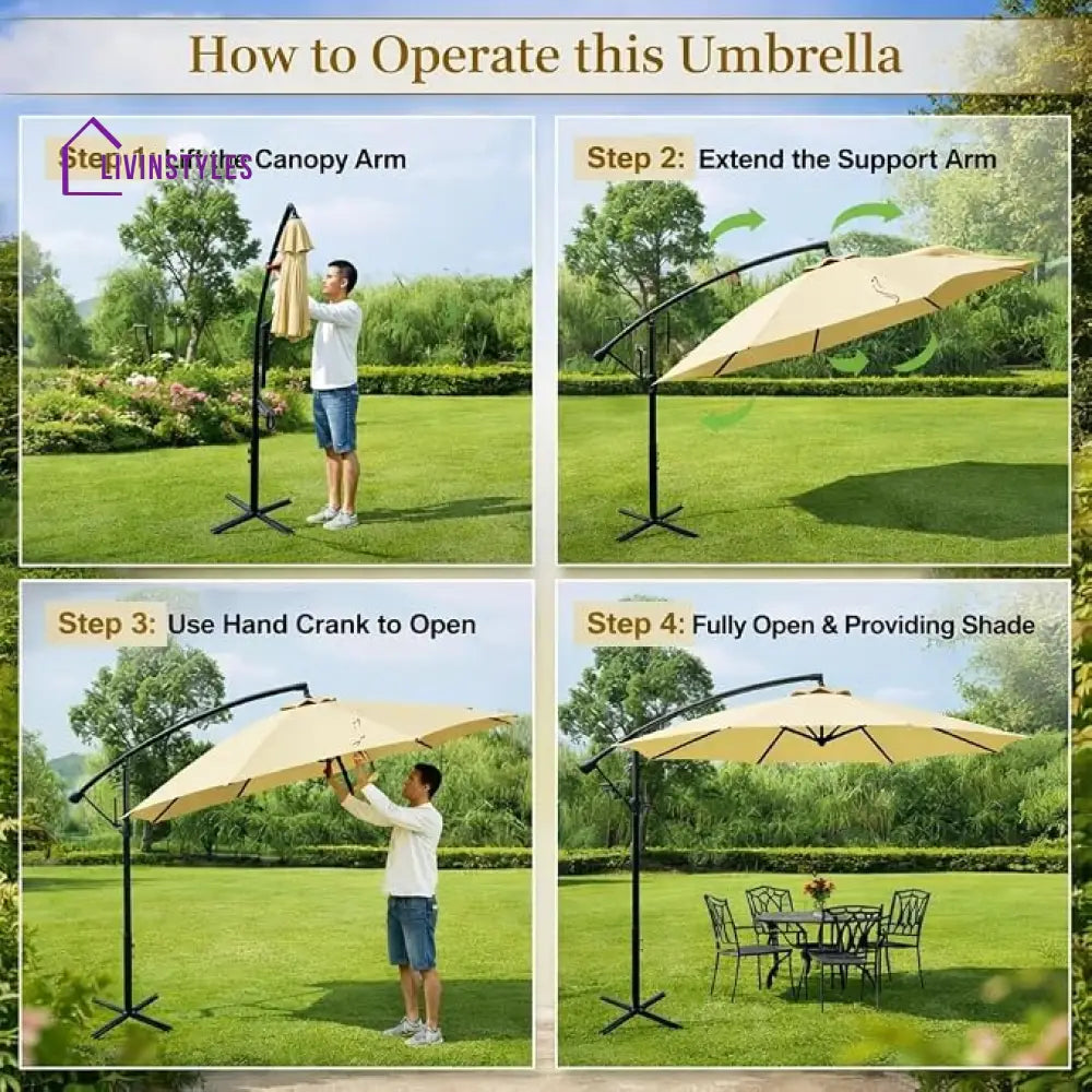 Destin Luxury Side Pole Umbrella Round Beige Granite Base