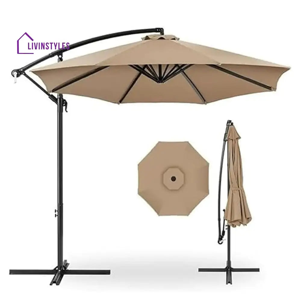 Destin Luxury Side Pole Umbrella Round Beige Granite Base