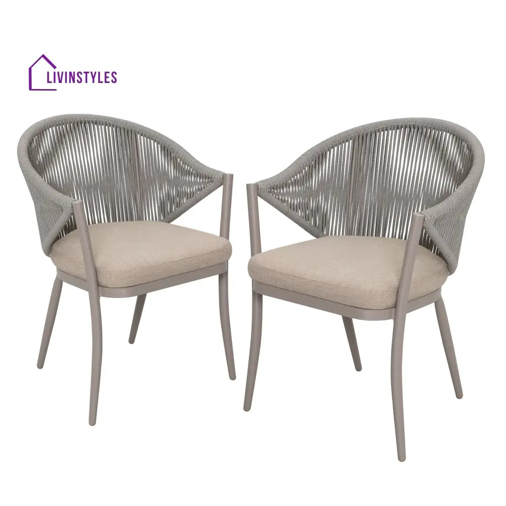 Detect Outdoor Patio Seating Set 2 Chairs and 1 Table Set (Grey) Braided & Rope - Coffee Table Sets