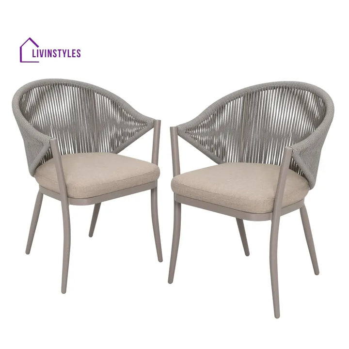 Detect Outdoor Patio Seating Set 2 Chairs and 1 Table Set (Grey) Braided & Rope - Coffee Table Sets