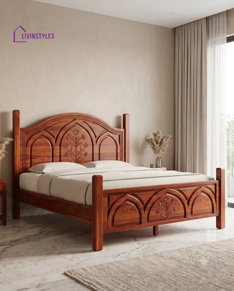Devaki Wooden Bed | Solid Wood Double Bed | Wooden King size bed & Wooden Queen size bed
