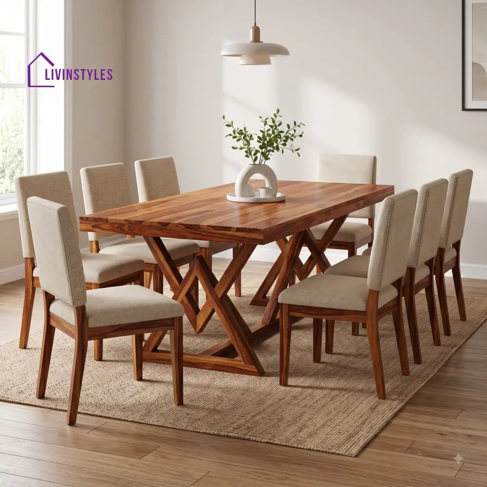 Devika Premium Solid Wood 8 Seater Dining Table Set