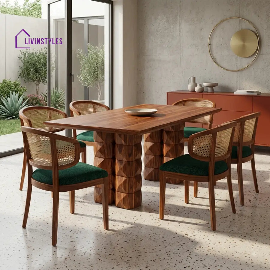 Devika Premium Wooden 6 Seater Dining Table Set