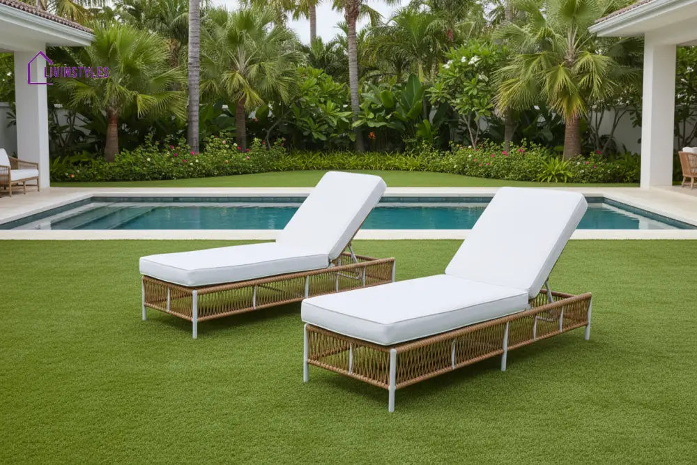 Dezire Outdoor Swimming Poolside Lounger Set of 2 (Honey) - Loungers
